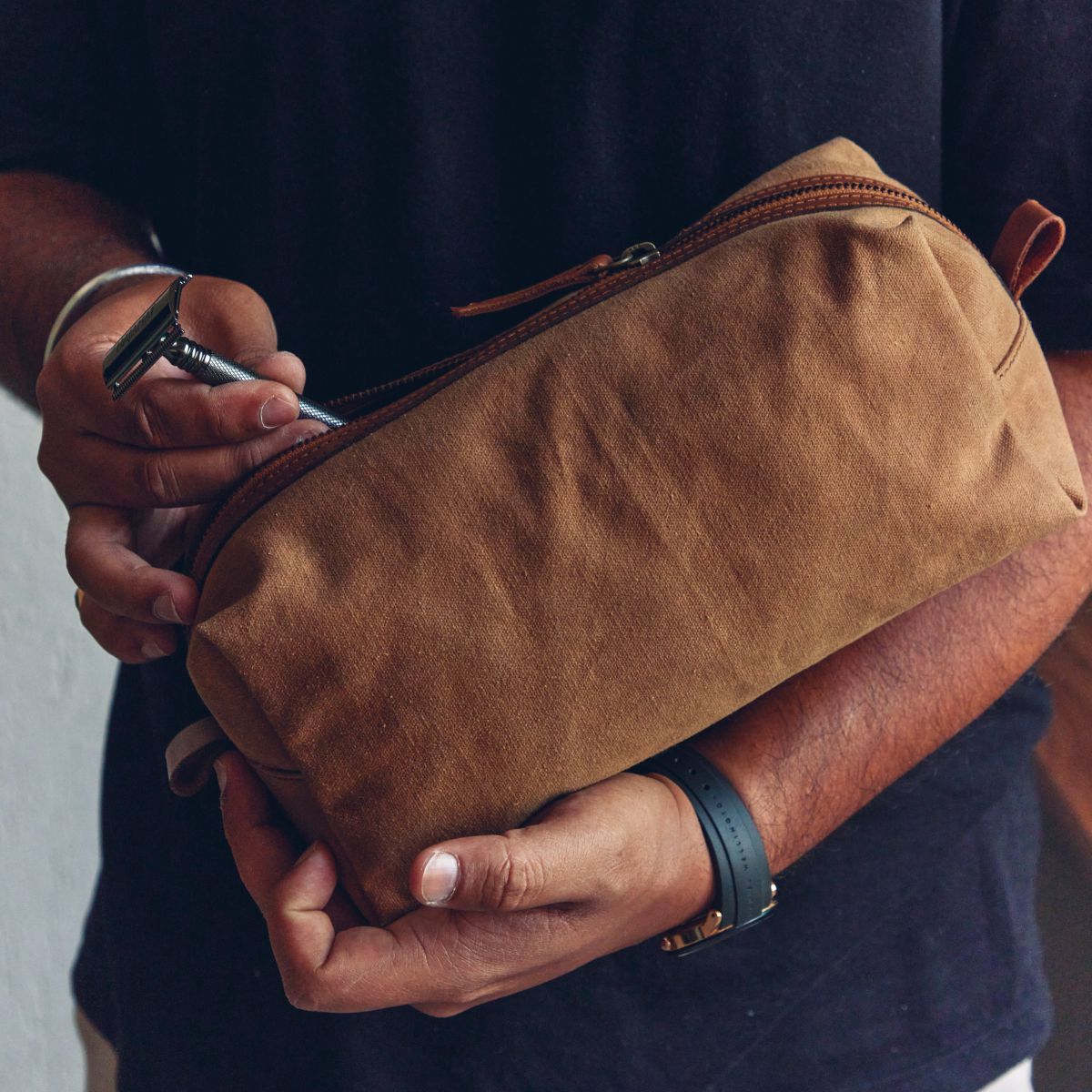 Brown Canvas Dopp Kit