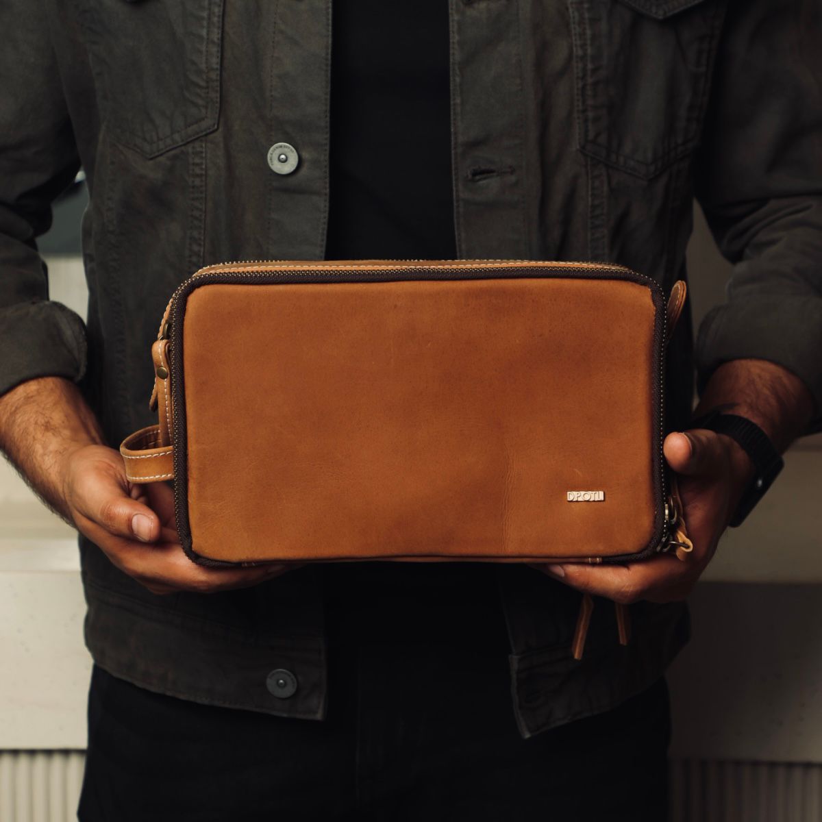 Leather Travel Kit for Men Premium Leather Toiletry Organizer