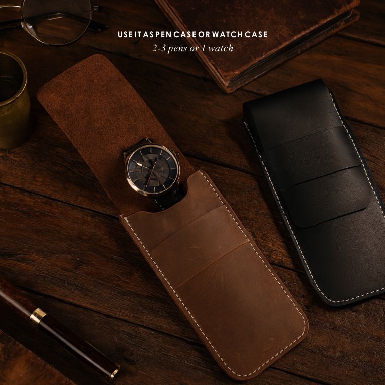 Leather Watch & Pen Case