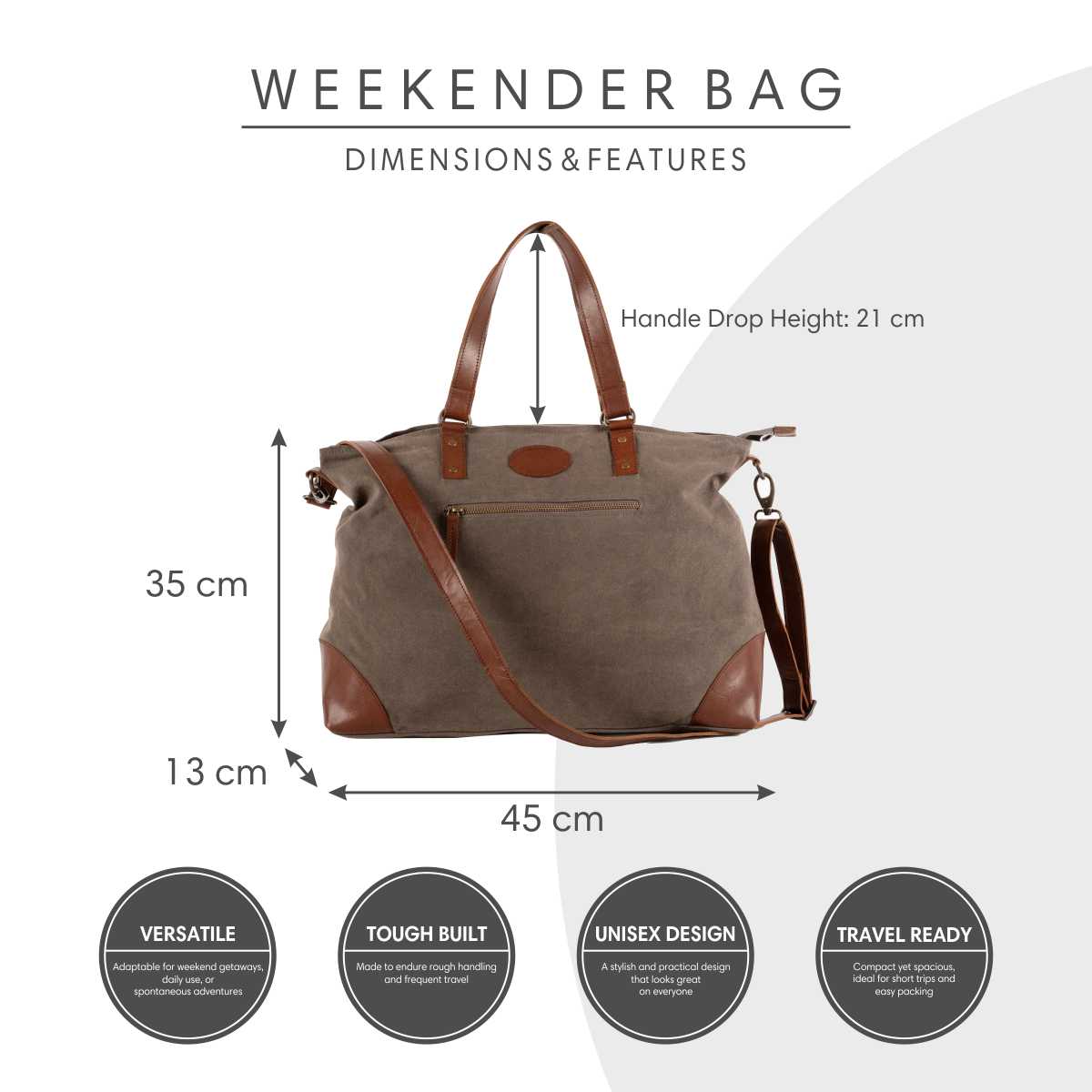 Weekender Duffel Bag – Grey