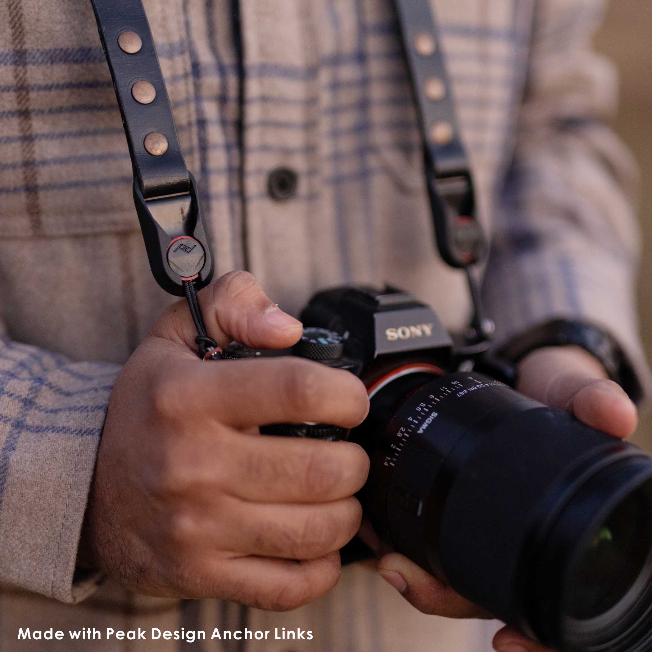 Leather Camera Strap - Made with Peak Design Anchor Links - Dpotli