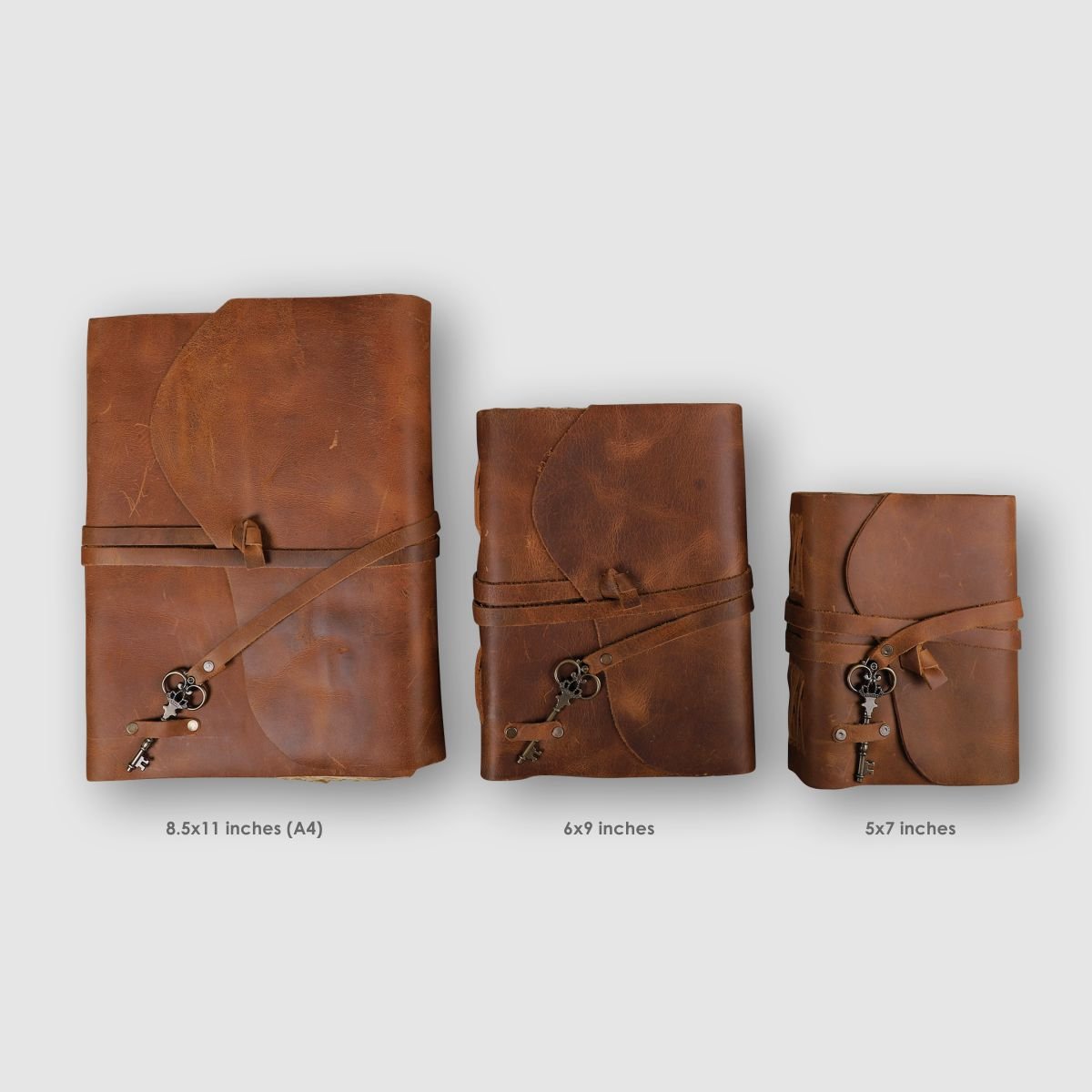 Antique Leather Journal with Key Closure - Dpotli