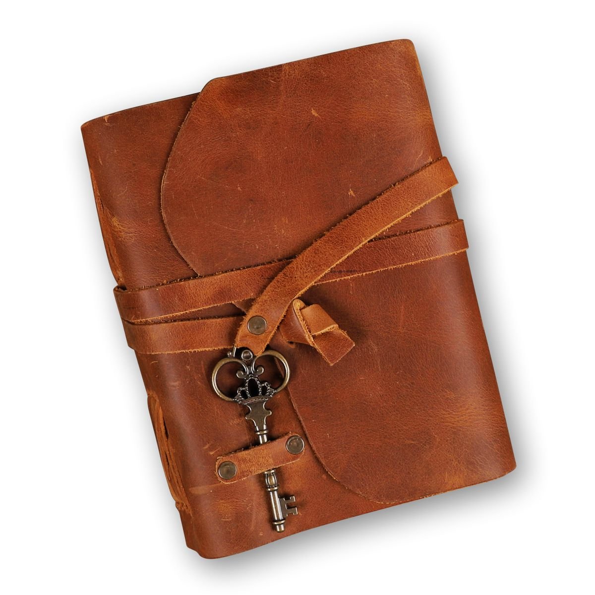 Antique Leather Journal with Key Closure - Dpotli