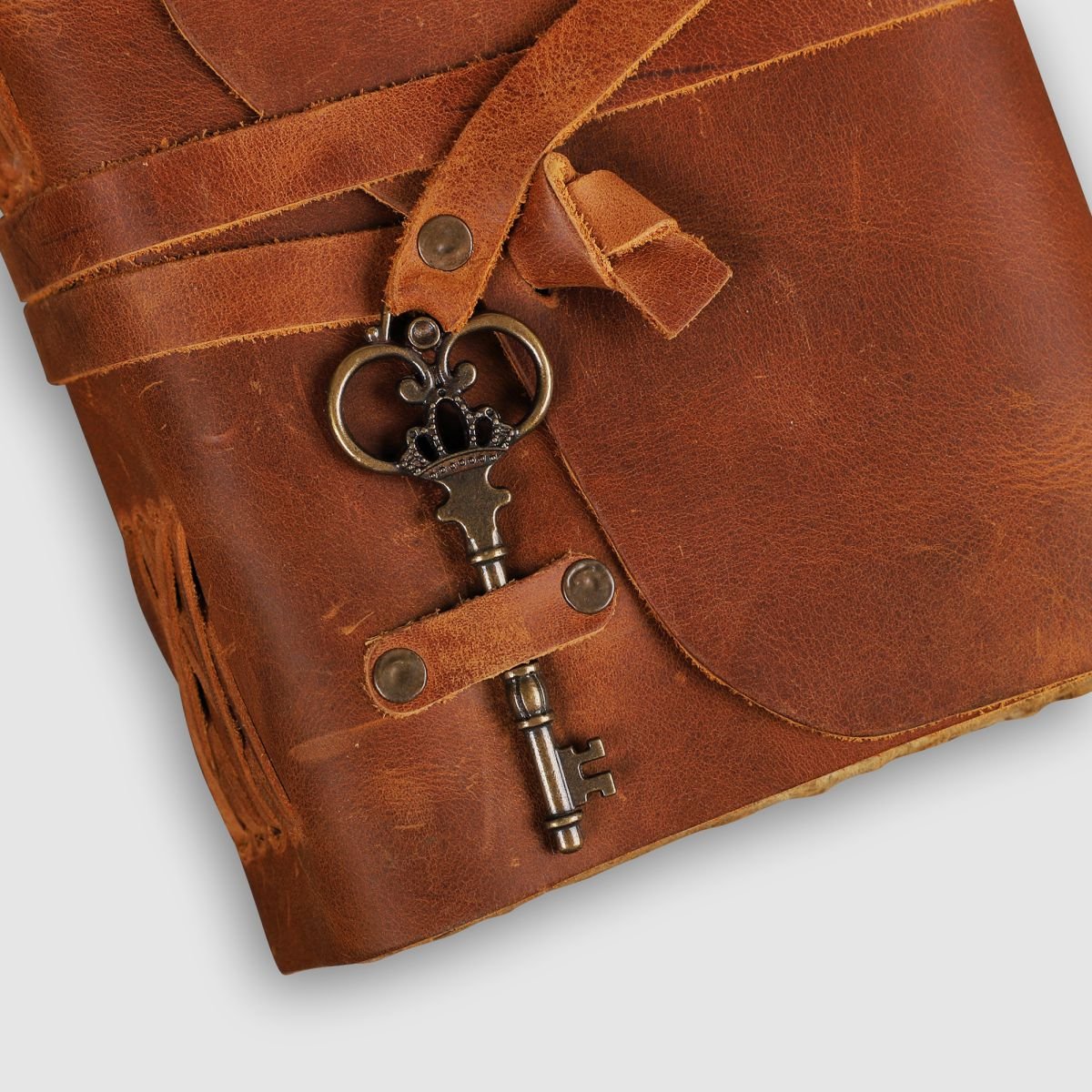 Antique Leather Journal with Key Closure - Dpotli