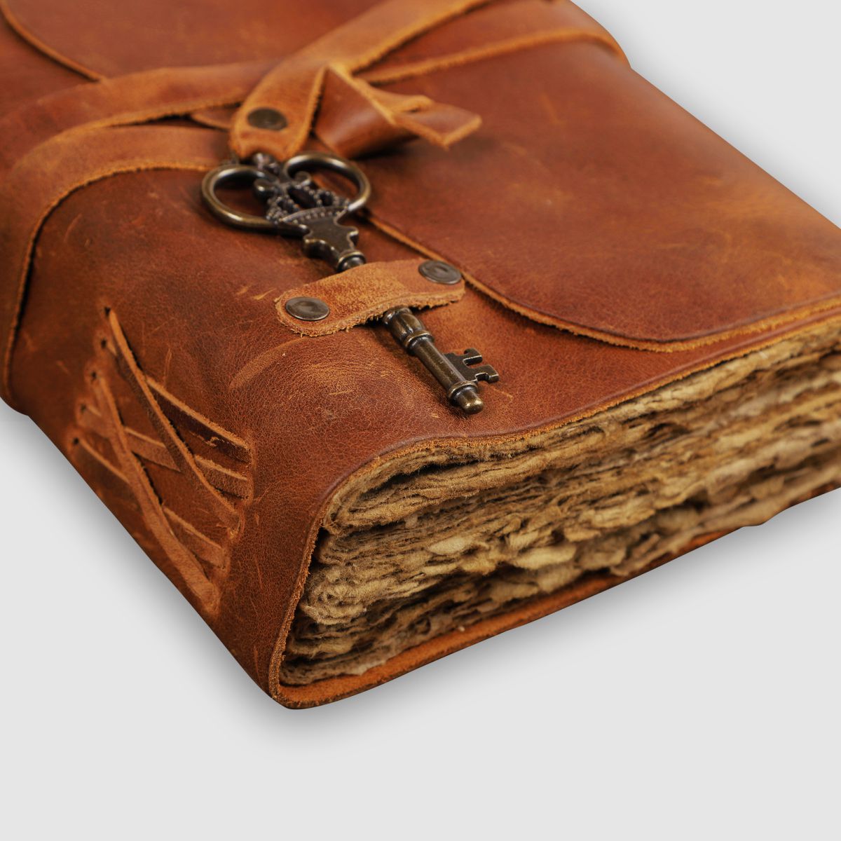 Antique Leather Journal with Key Closure - Dpotli