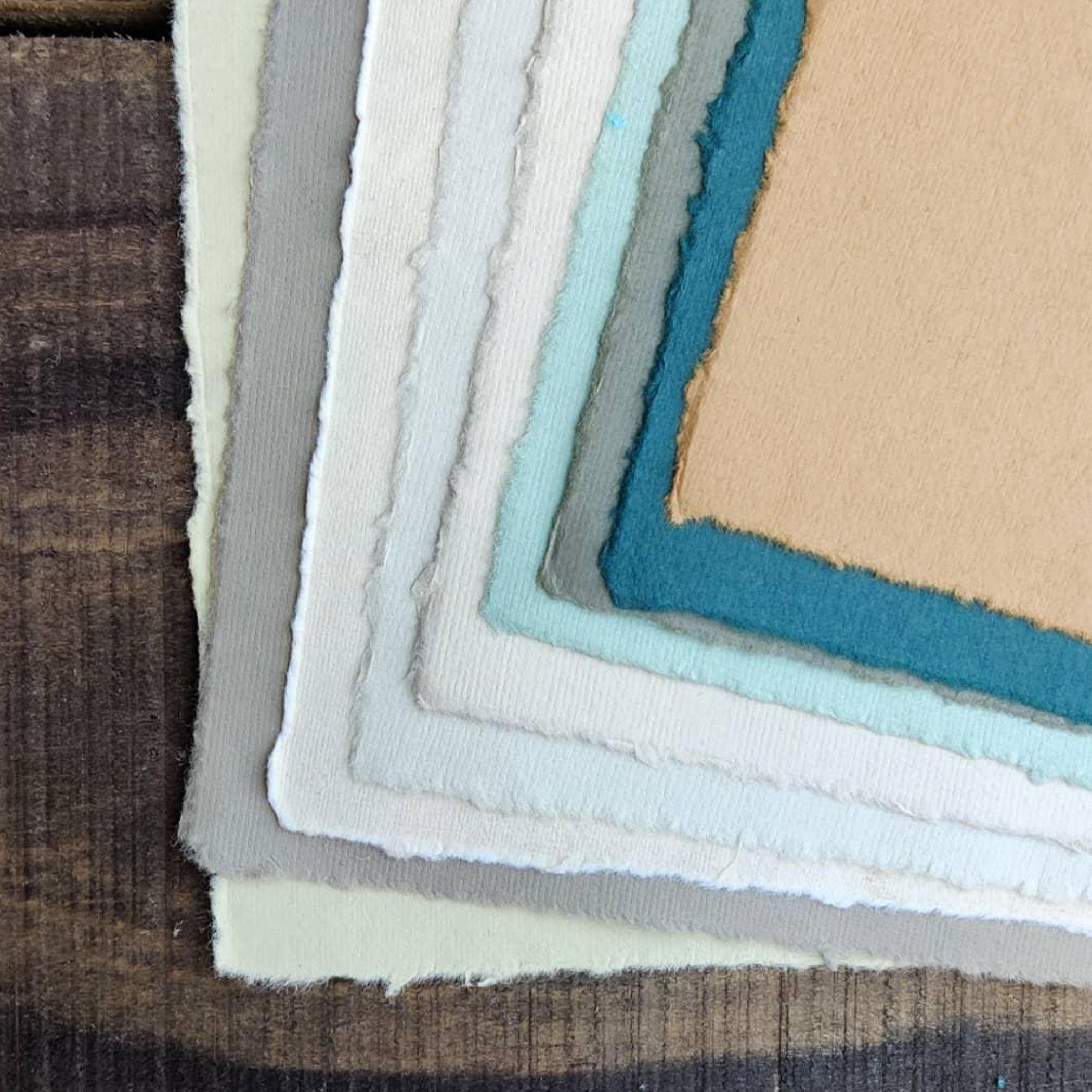Handmade Deckle Edge Paper Assorted 125 GSM 30 Sheets A5 - Dpotli