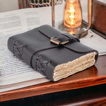 Load image into Gallery viewer, Handmade Leather Journal with Belt Closure | 4x6 Inches | Black