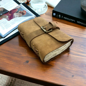 Handmade Leather Journal with Belt Closure | 4x6 Inches | Black