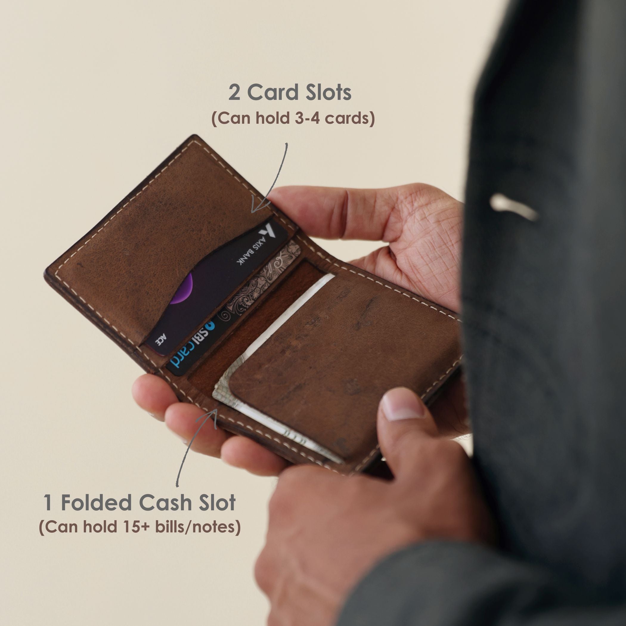 Handcrafted Leather Card Holder with Bifold Design