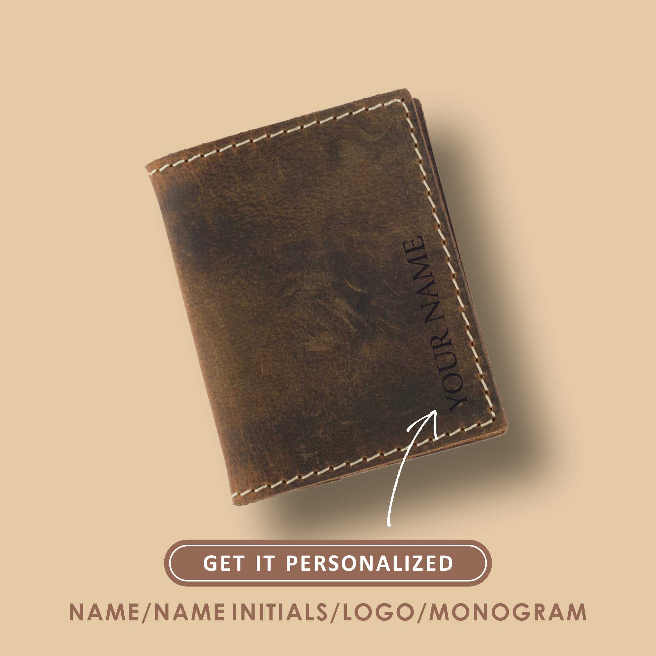 Brown Leather Card Holder for Business and Travel