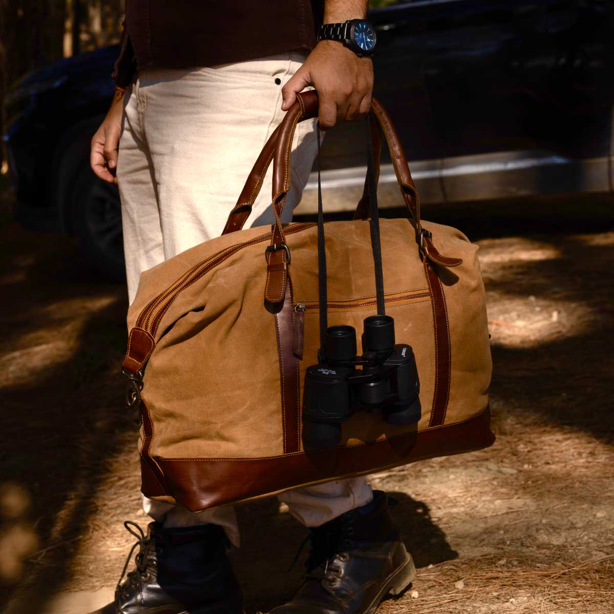 Brown Duffle Bag | Waxed Canvas