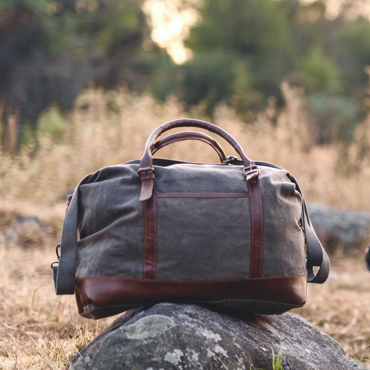 Grey Duffle Bag | Waxed Canvas