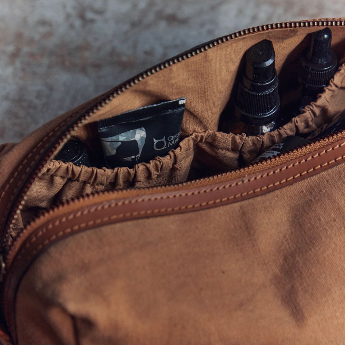 Brown Canvas Dopp Kit