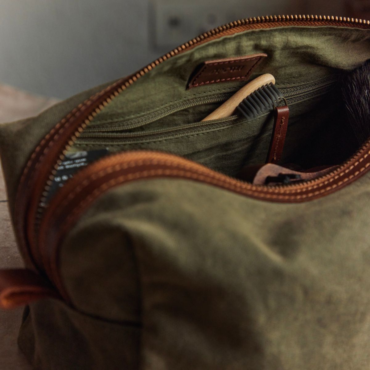 Olive Canvas Dopp Kit