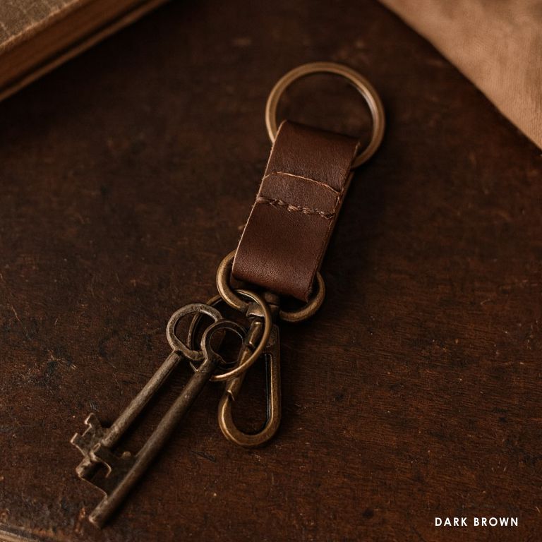 Dual Holder Leather Keychain