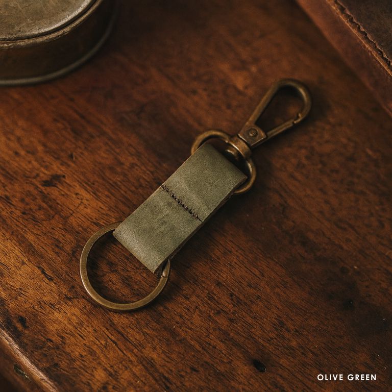 Dual Holder Leather Keychain