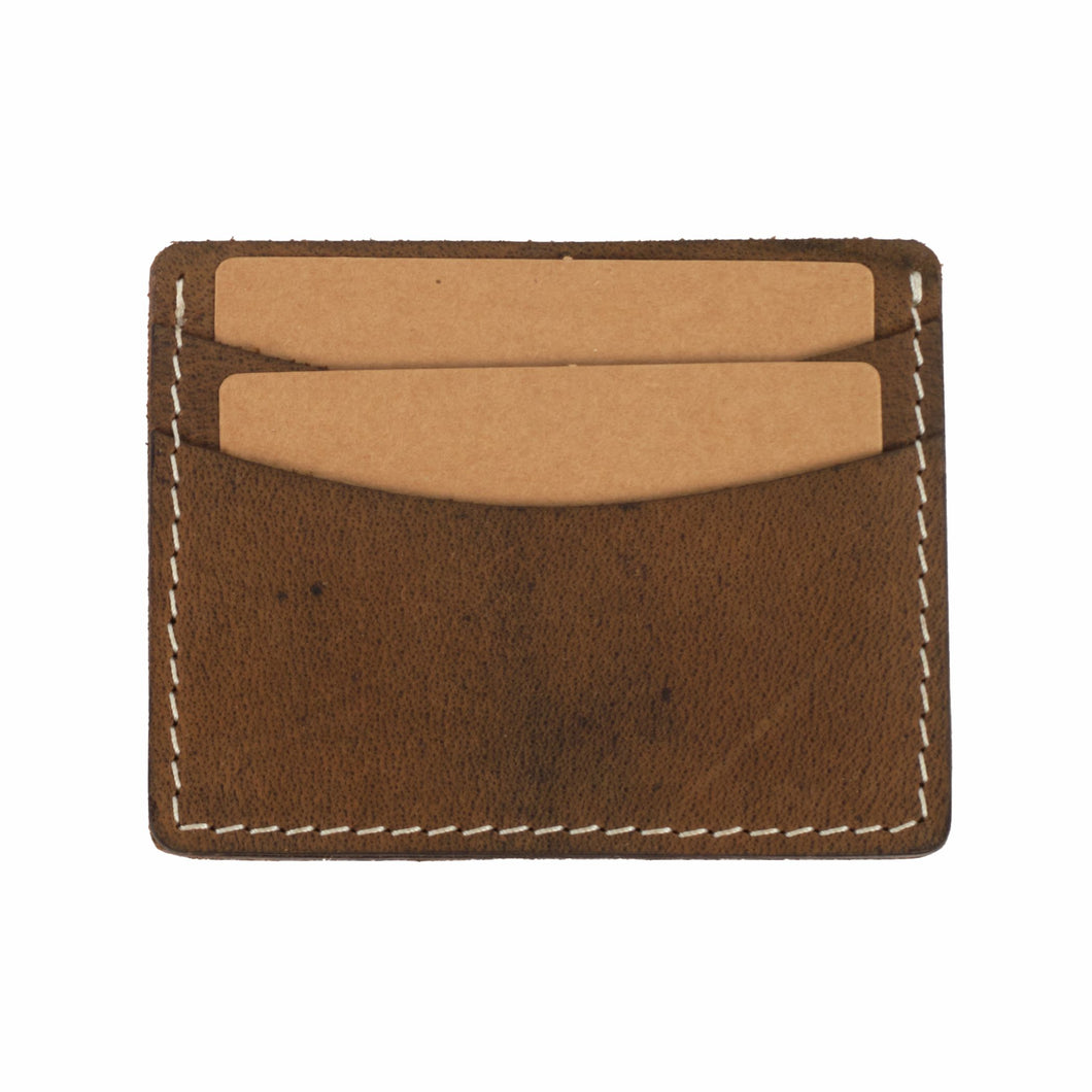 Leather Card & Cash Holder Brown