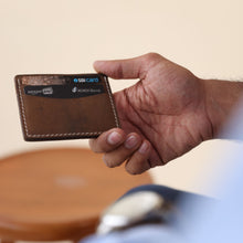 Load image into Gallery viewer, Leather Card &amp; Cash Holder Brown