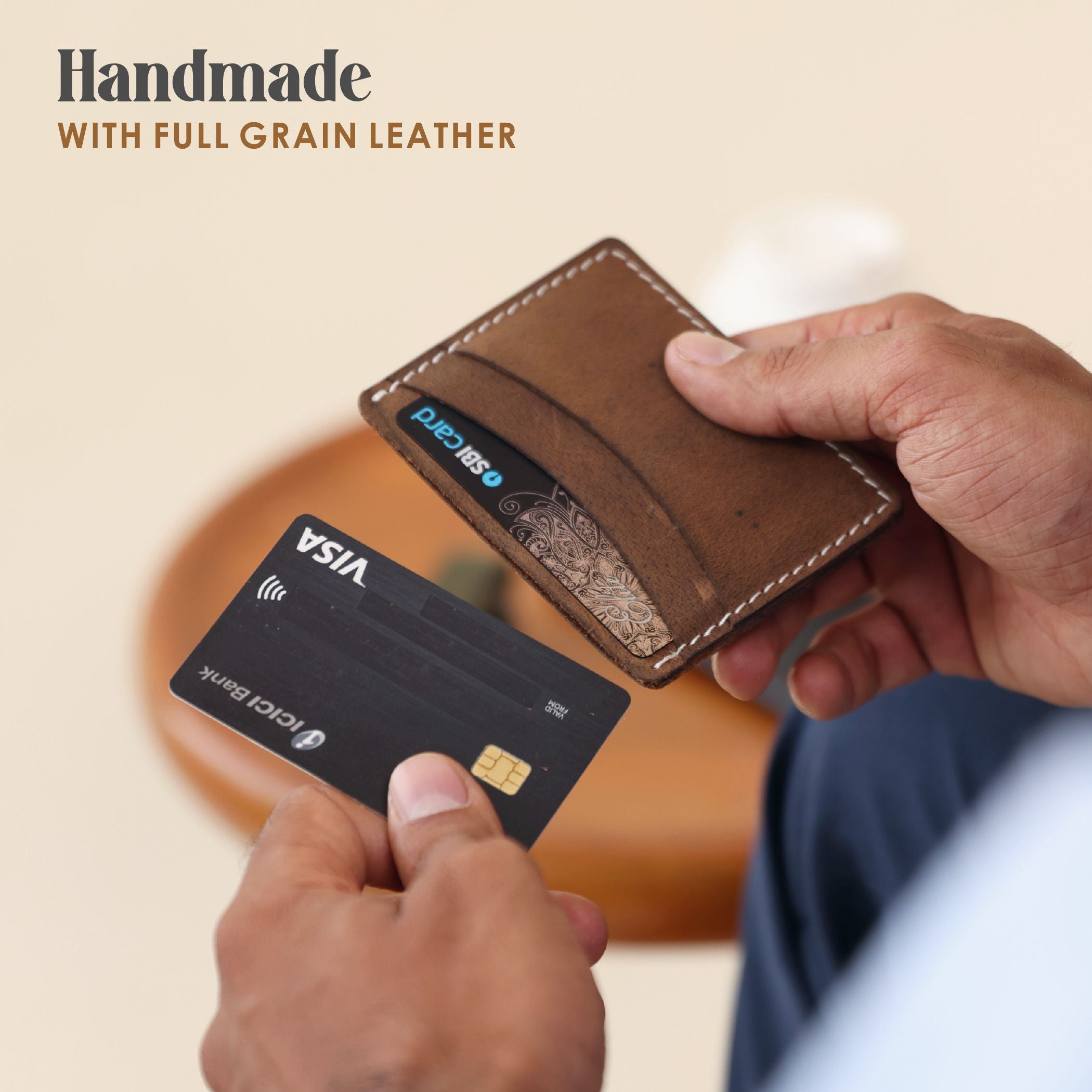 Compact Leather Card Holder for Credit Cards and Cash