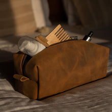 Load image into Gallery viewer, Personalised Leather Toiletry Bag