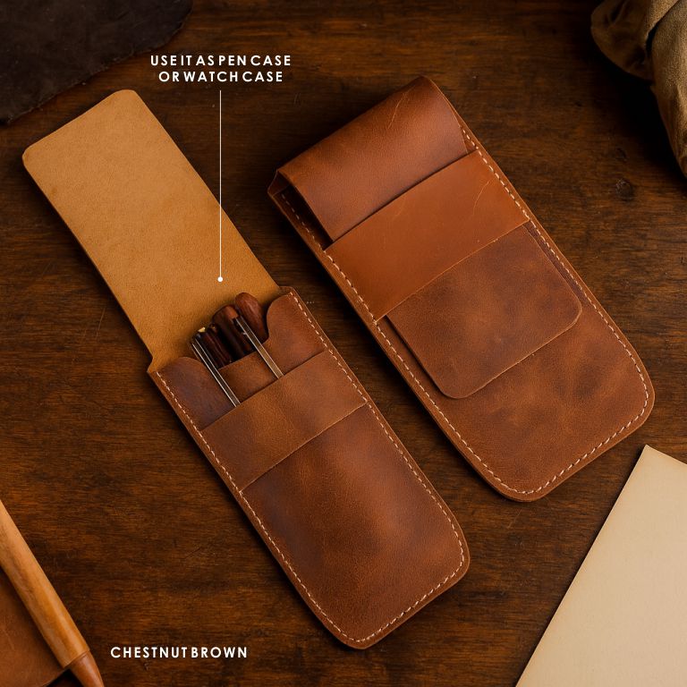 Leather Watch & Pen Case