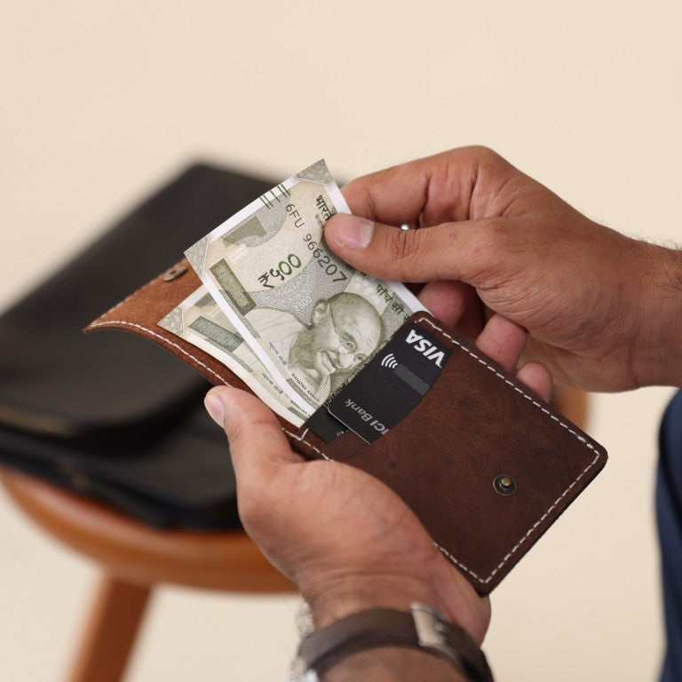 Vertical Bifold Leather Wallet