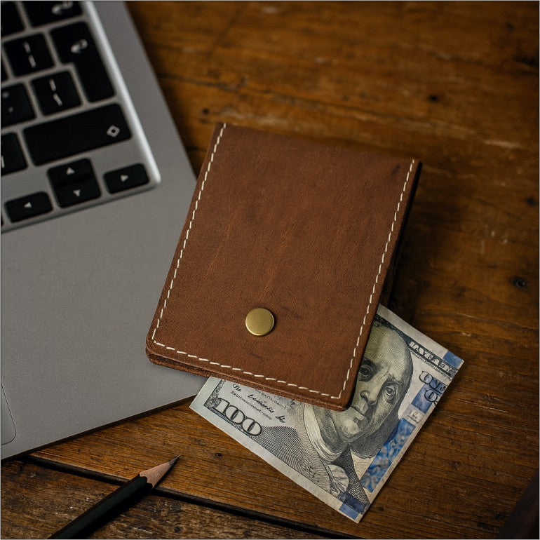 Vertical Bifold Leather Wallet