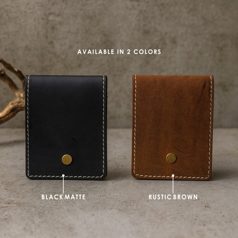 Vertical Bifold Leather Wallet