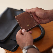 Load image into Gallery viewer, Vertical Bifold Wallet Brown