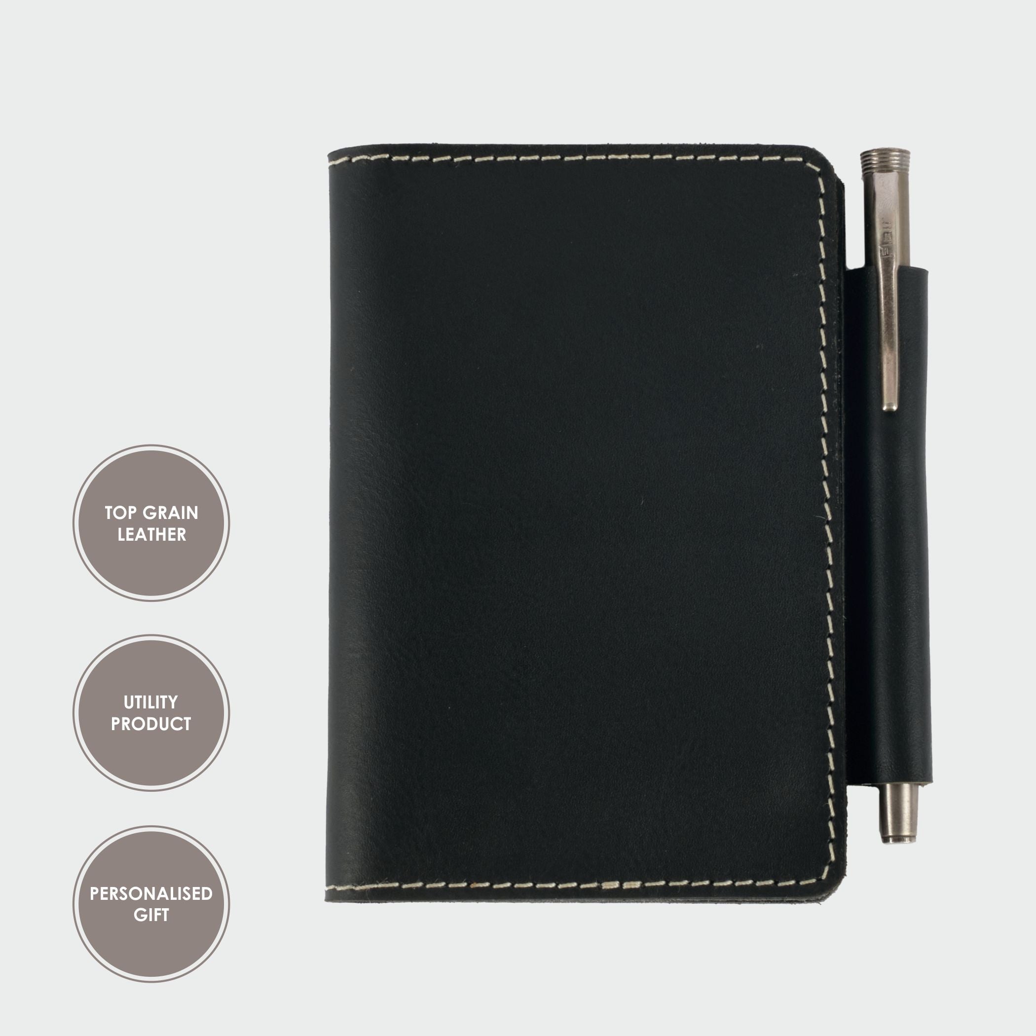 Black Leather Passport Cover - Dpotli