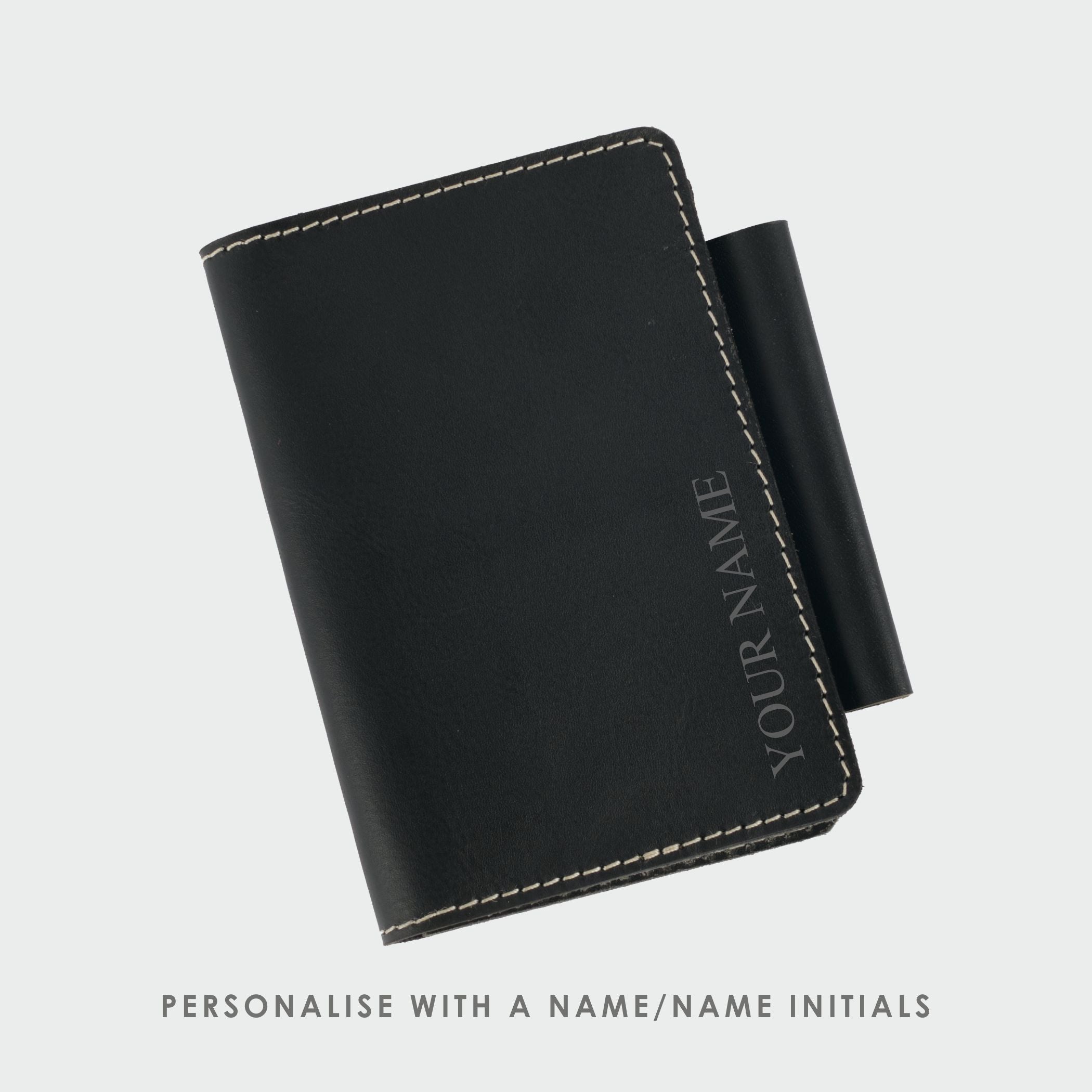 Black Leather Passport Cover - Dpotli