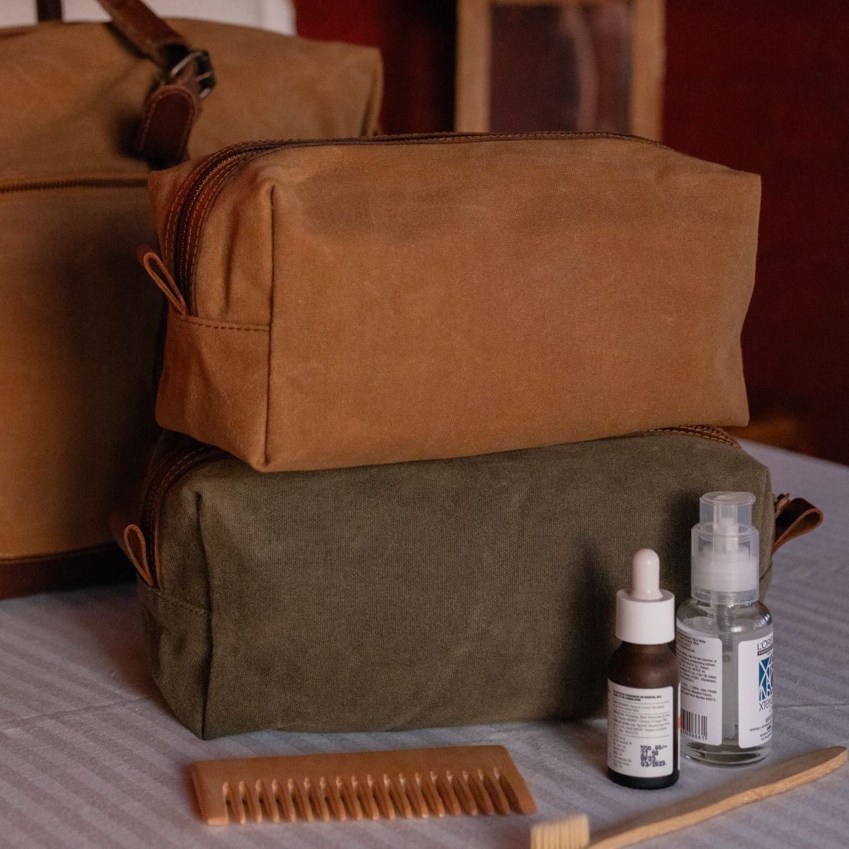 Brown Canvas Dopp Kit - Dpotli