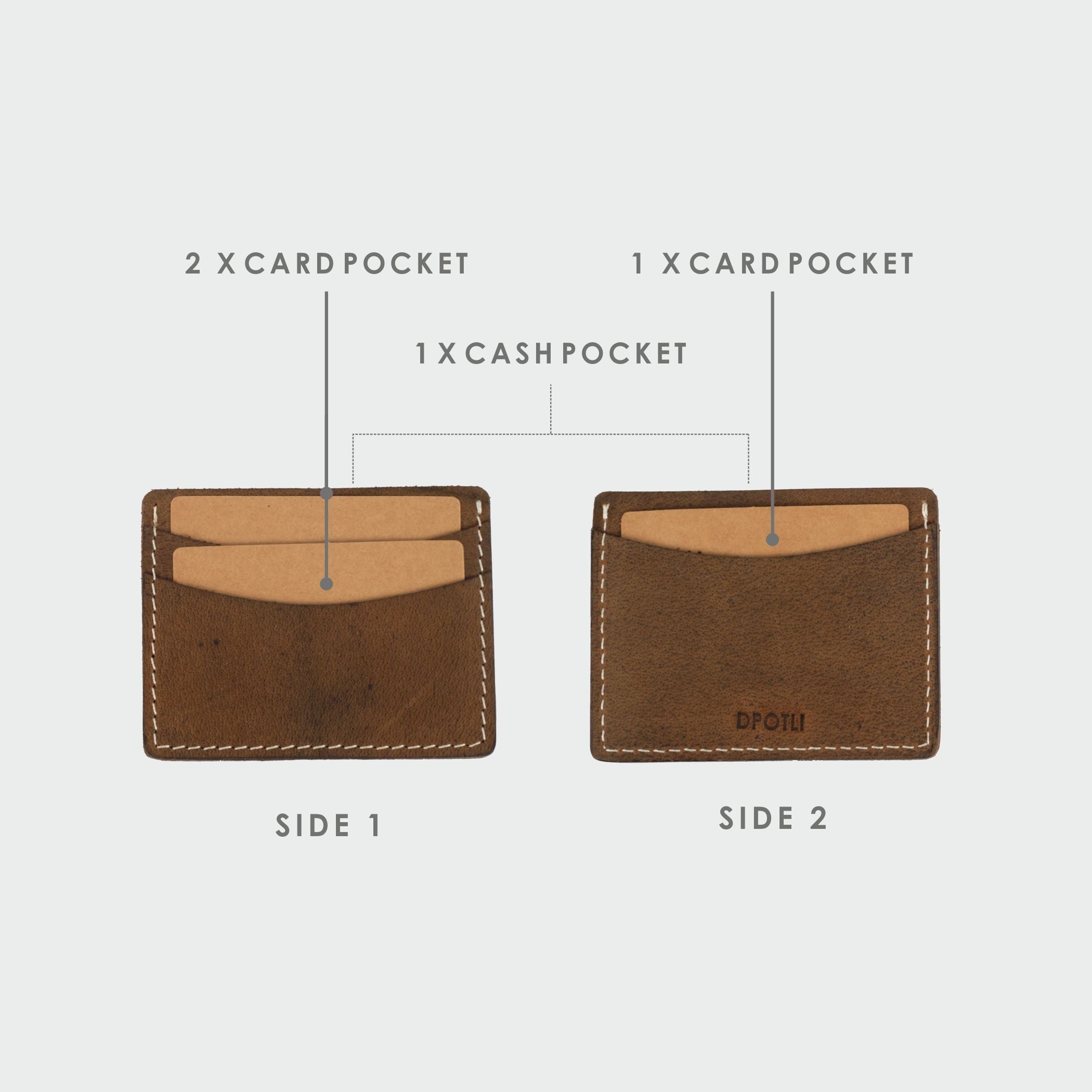 Brown Leather Cash & Card Case - Dpotli