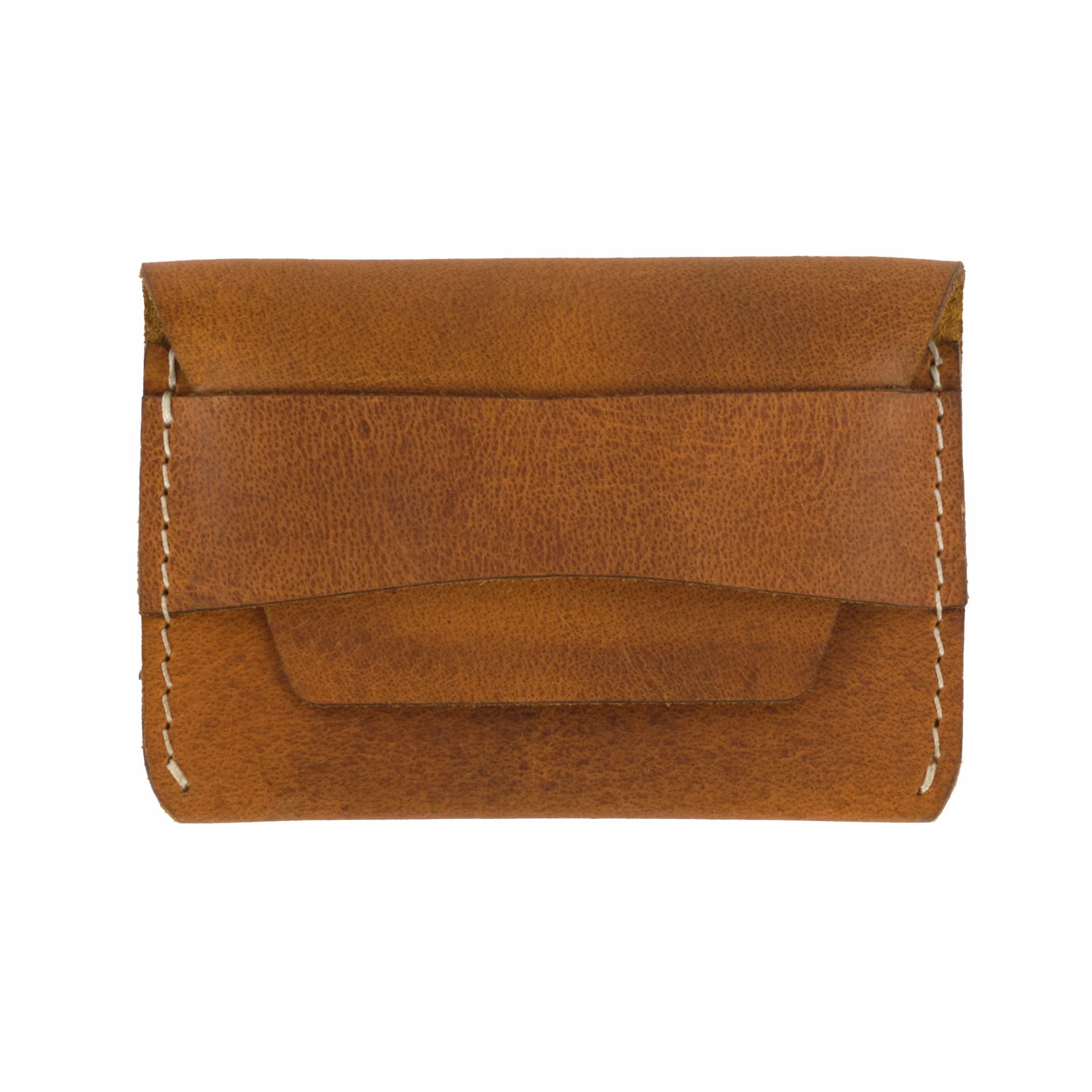 Brown Leather Flap Wallet - Dpotli