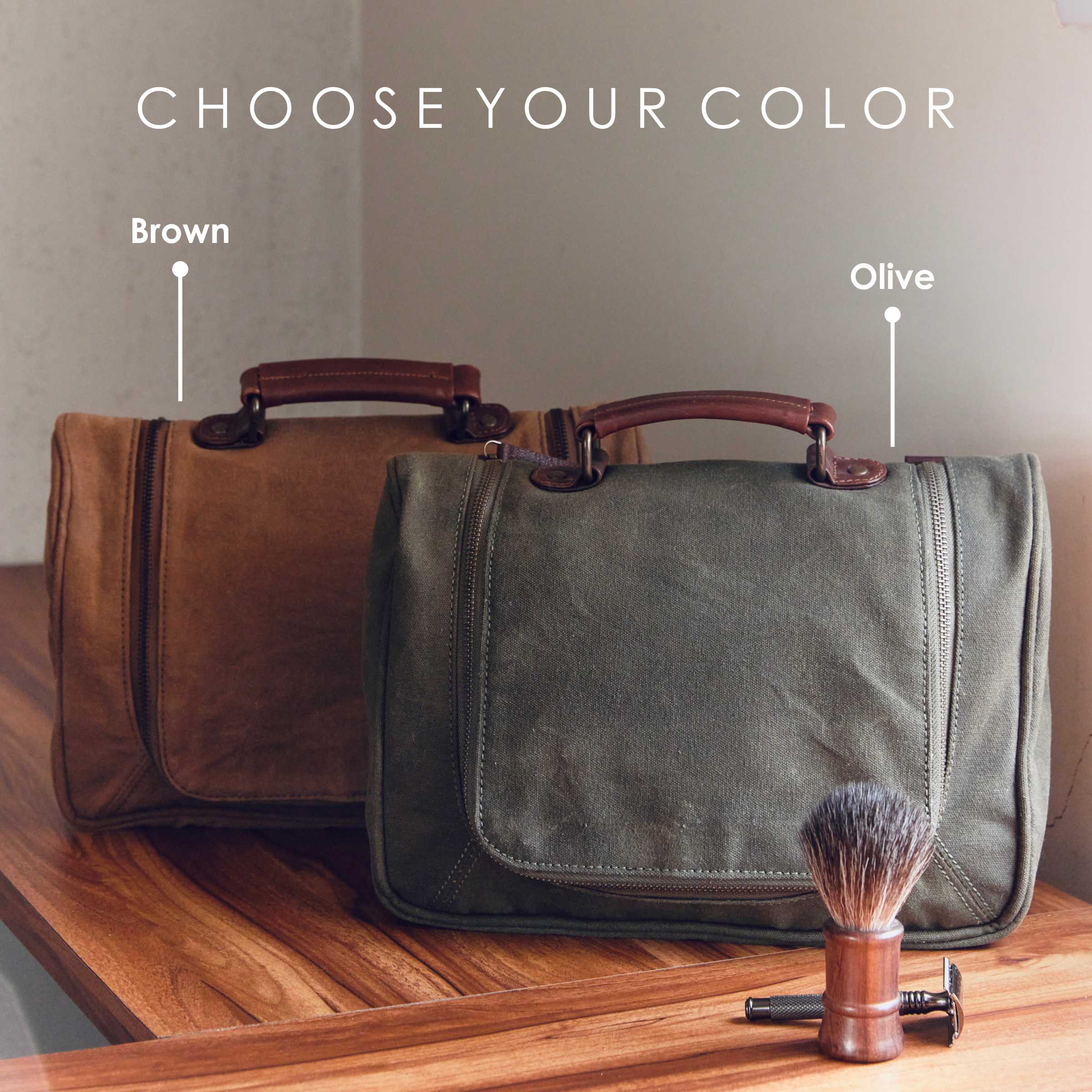 Brown Toiletry Bag | Waxed Canvas - Dpotli