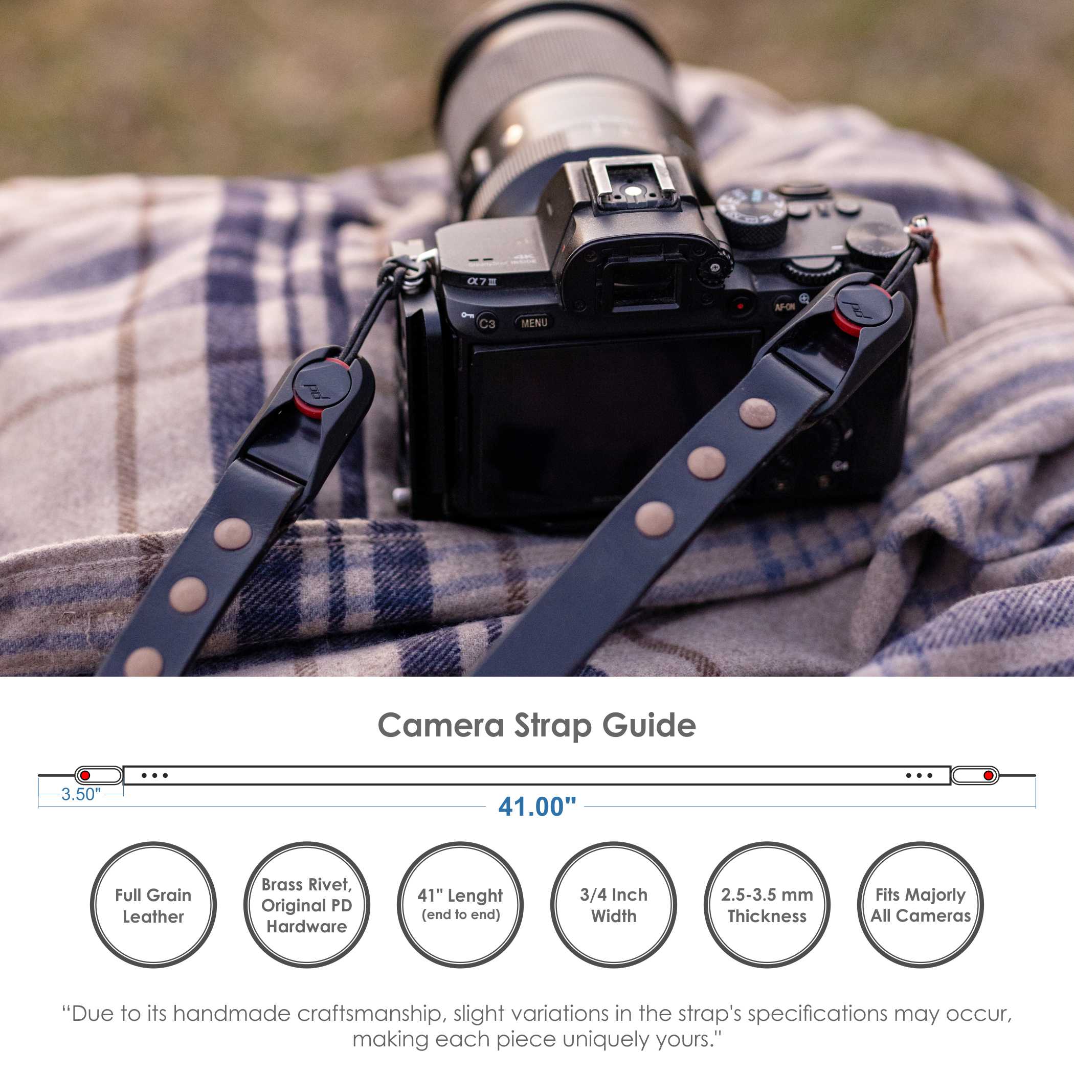 Leather Camera Strap - Made with Peak Design Anchor Links - Dpotli