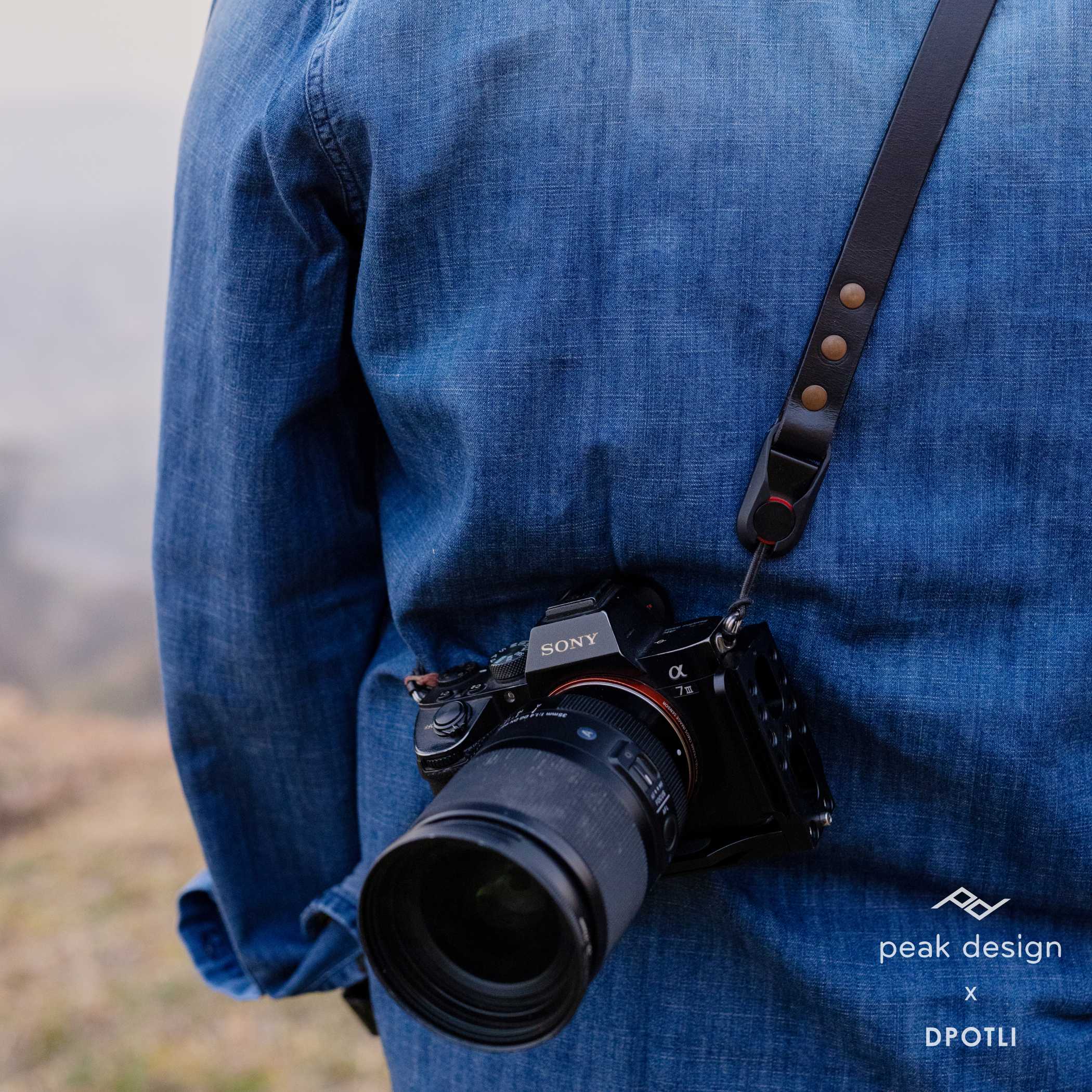 17mm Hand made leather camera store strap with Peak Design Anchor Links