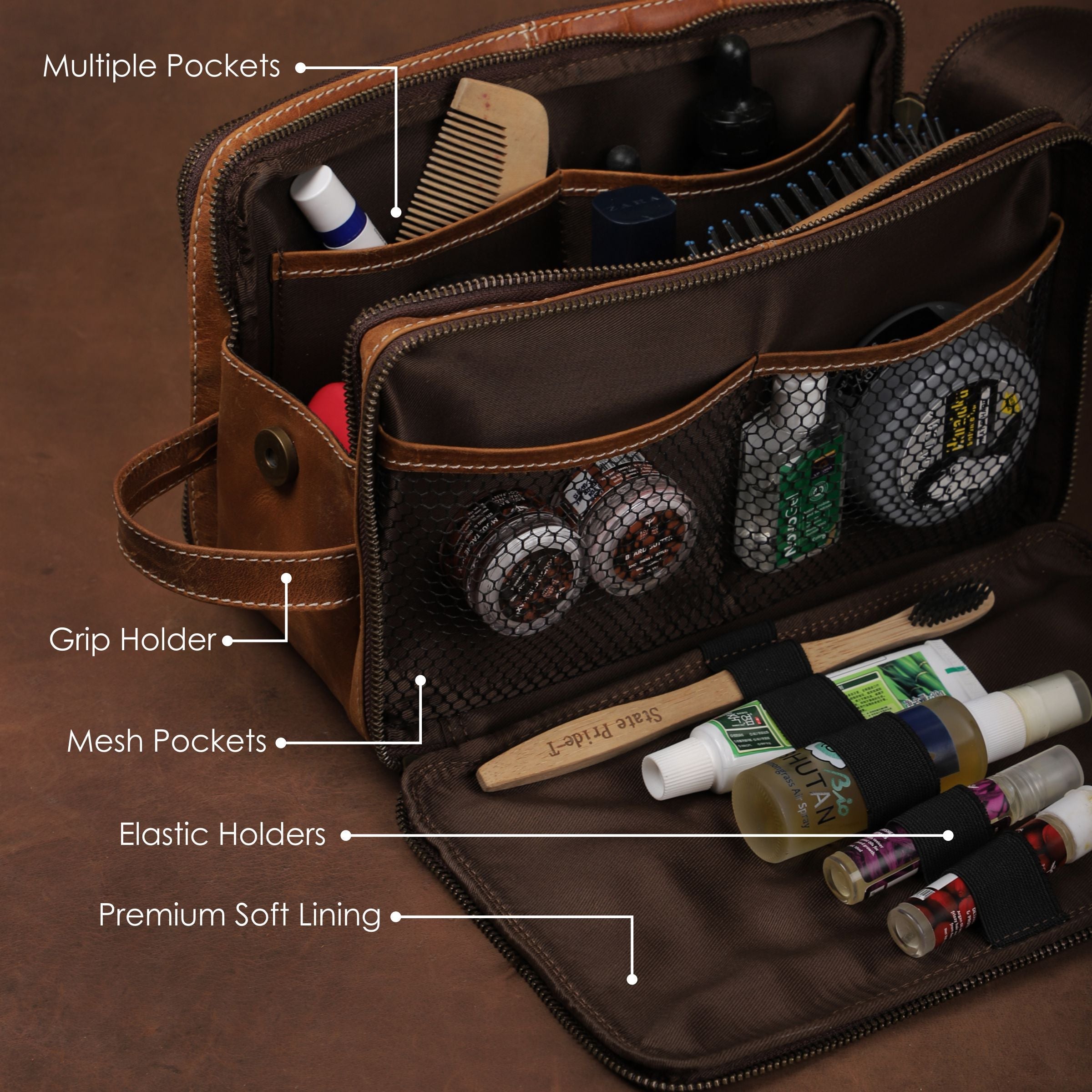 Leather Travel Utility Kit - Dpotli