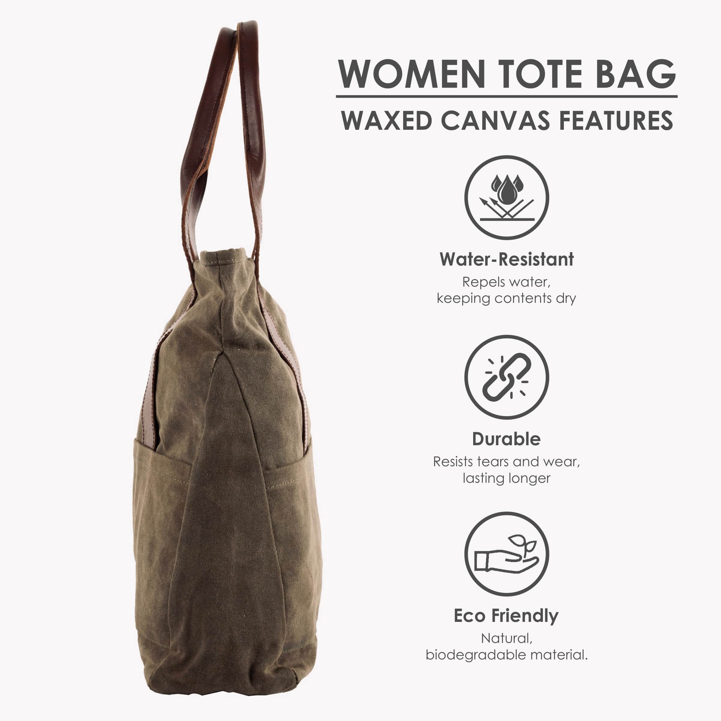 Olive Women Tote Bag | Waxed Canvas - Dpotli