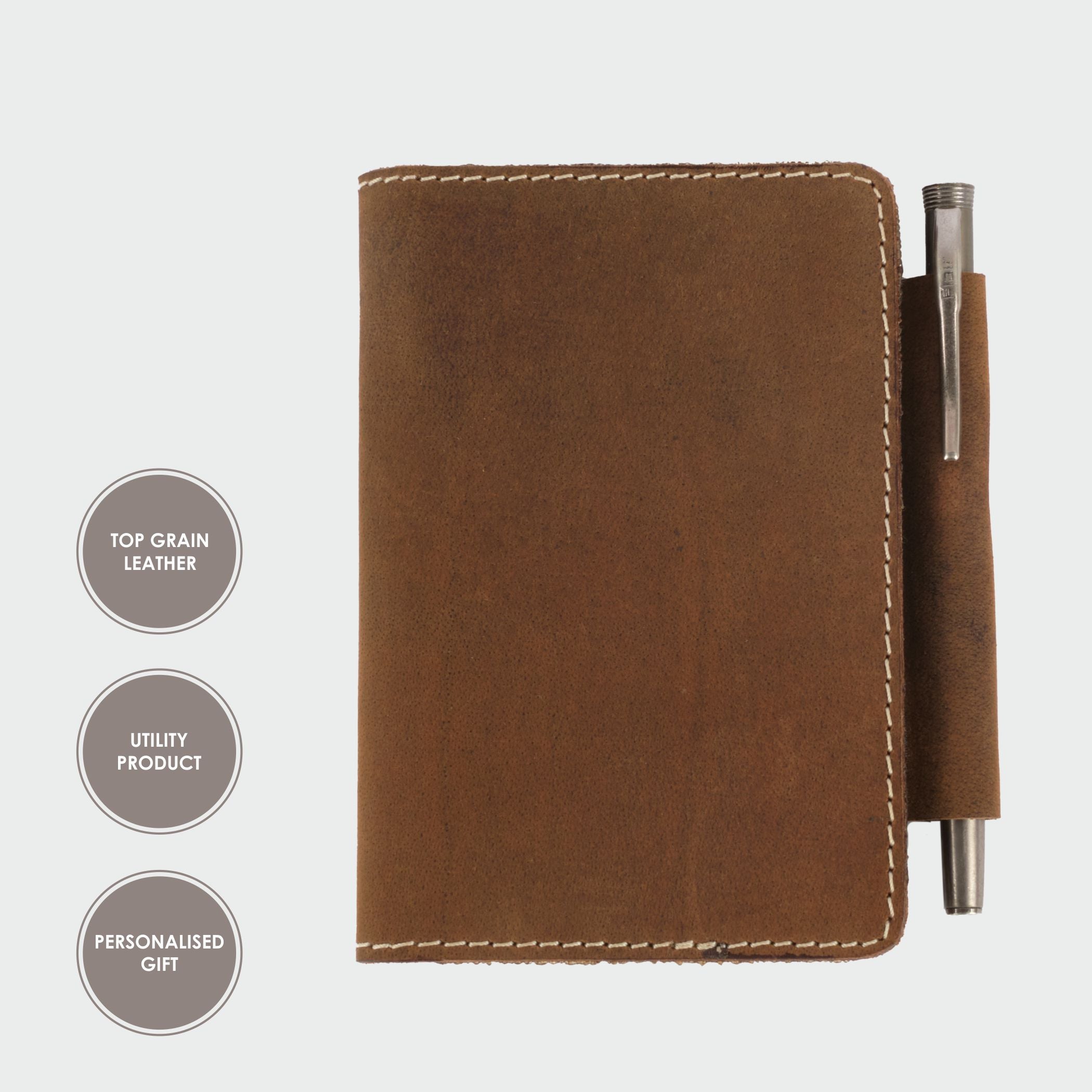 Rustic Brown Leather Passport Cover - Dpotli