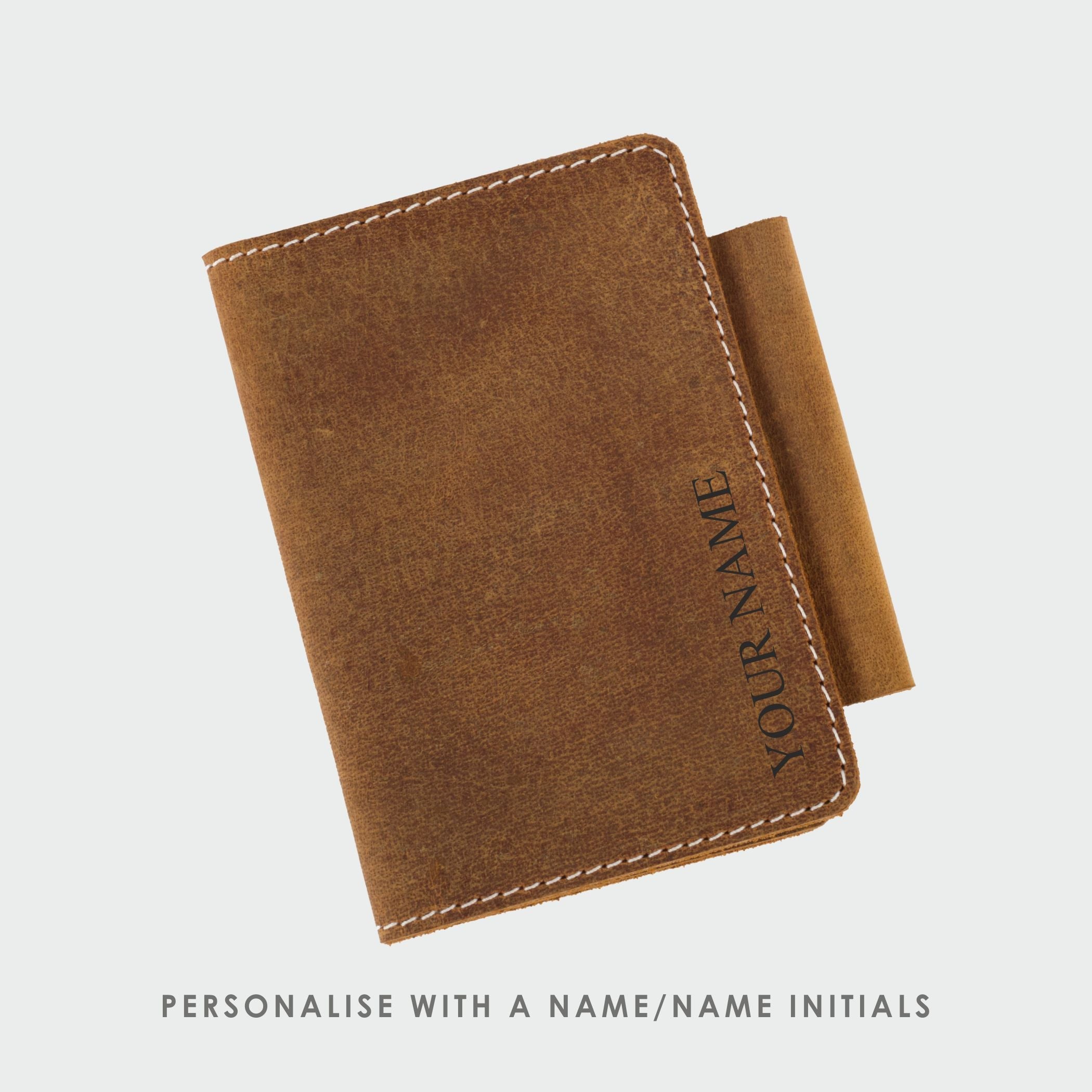 Tan Brown Leather Passport Cover - Dpotli