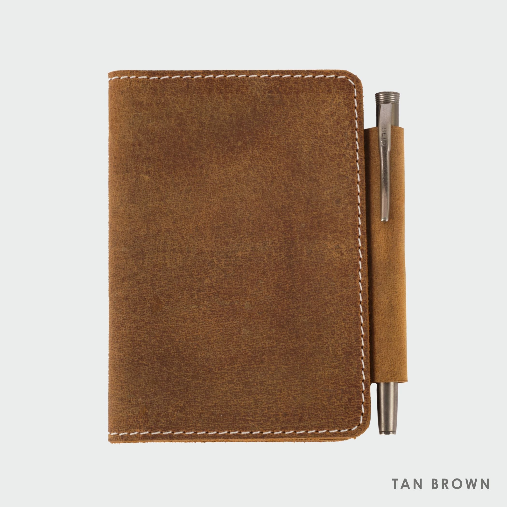 Tan Brown Leather Passport Cover - Dpotli