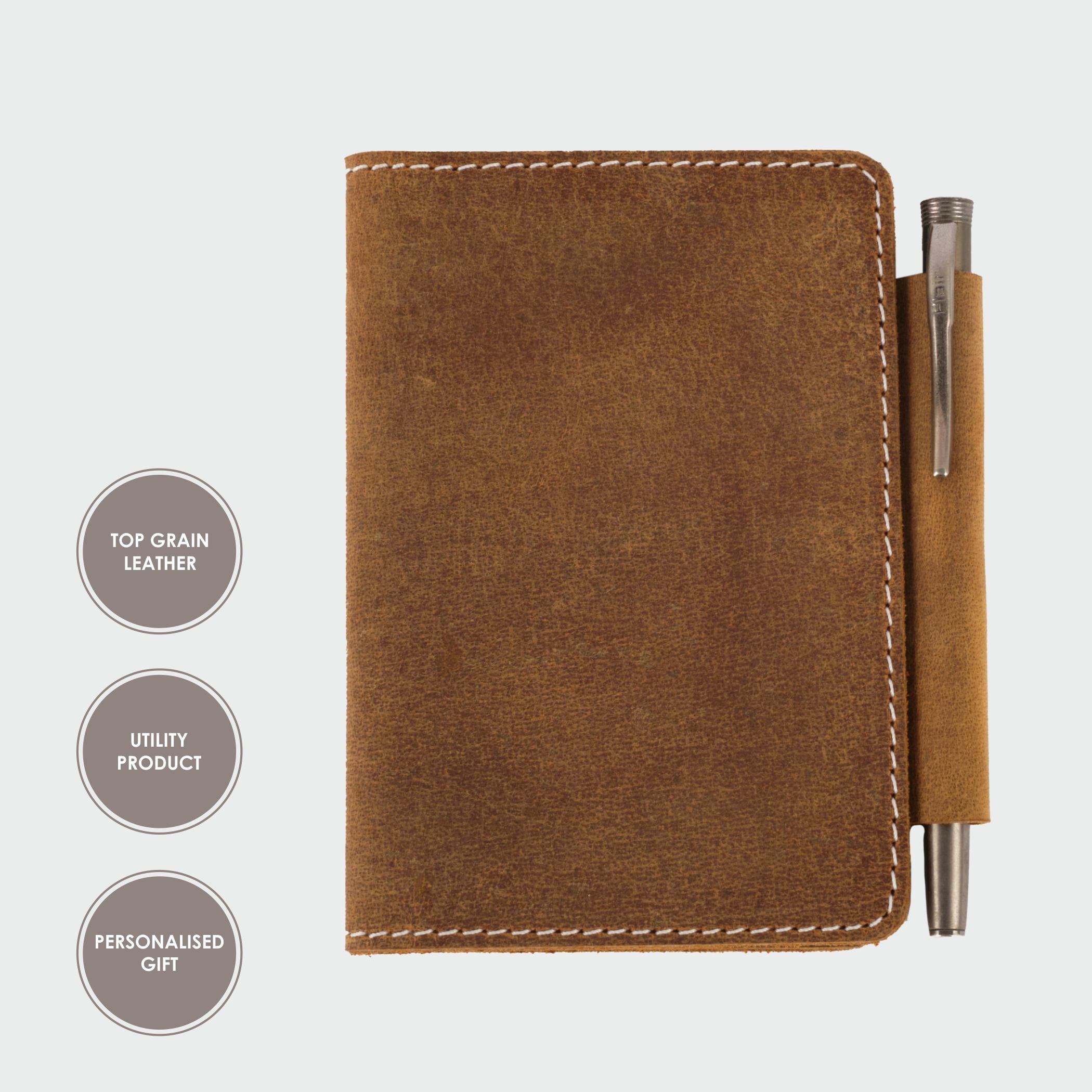 Tan Brown Leather Passport Cover - Dpotli