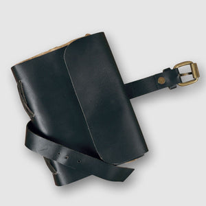 4x6 Antique Leather Journal with Belt Closure- Black Matte - Dpotli