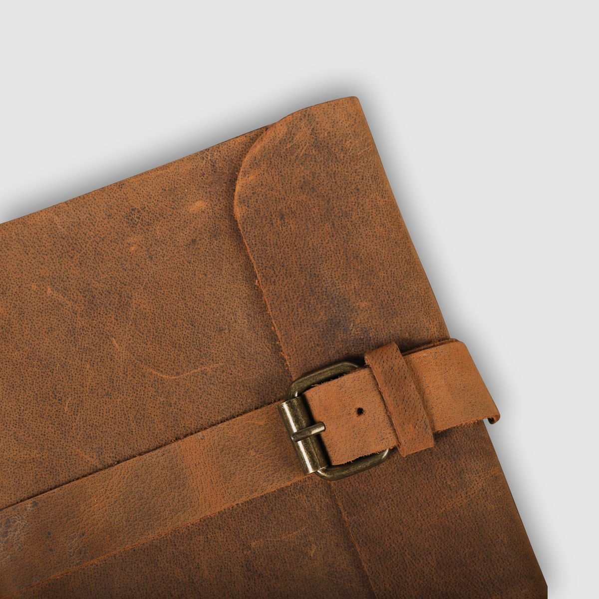 6x8 Antique Leather Journal with Belt Closure- Rustic Brown - Dpotli