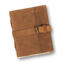 Load image into Gallery viewer, 6x8 Antique Leather Journal with Belt Closure- Rustic Brown - Dpotli