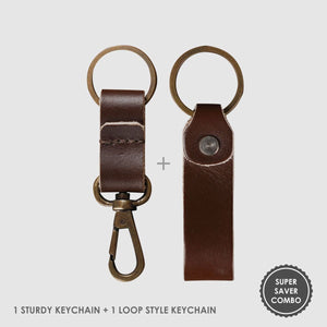 Leather Keychain Loop Style- Black Matte - Dpotli
