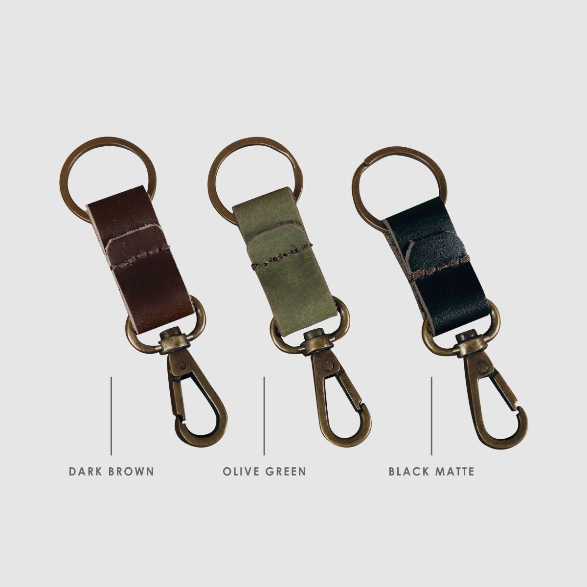 Leather Keychain Loop Style- Black Matte - Dpotli