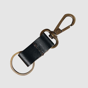 Leather Keychain Loop Style- Black Matte - Dpotli