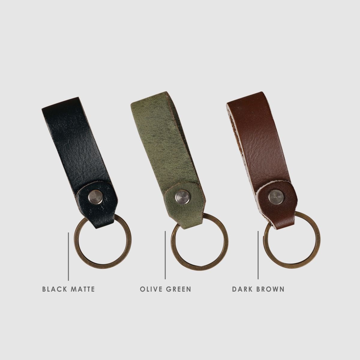 Leather Keychain Loop Style- Black Matte - Dpotli